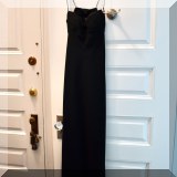 H01. Armani Collezioni black evening dress with open tie back. Size 8 - $95 